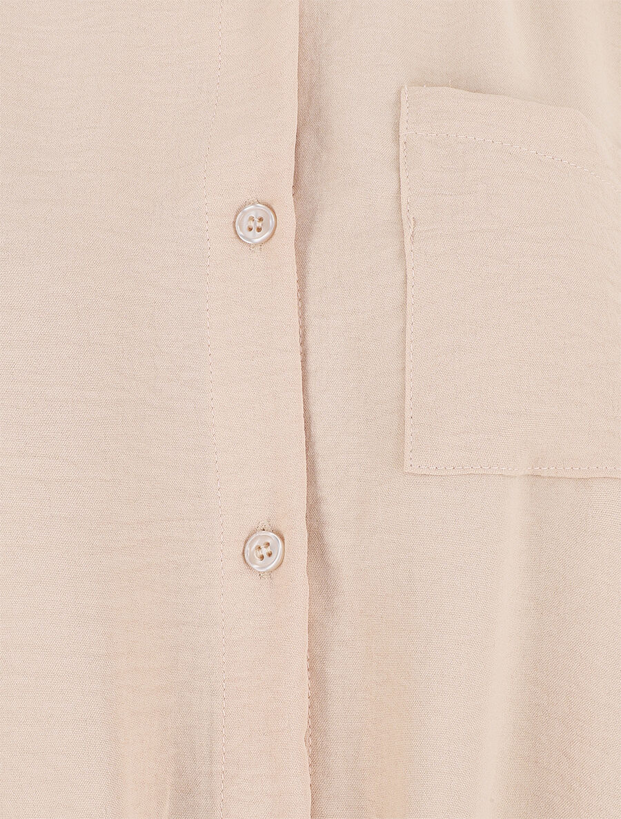 Chemise uni sans manches à bord élastiqué - Beige - 3