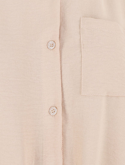 Chemise uni sans manches à bord élastiqué - Beige - 3