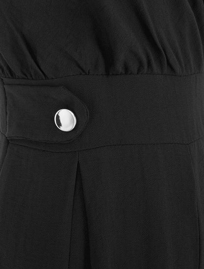 Combinaison uni à bretelles - Noir - 3
