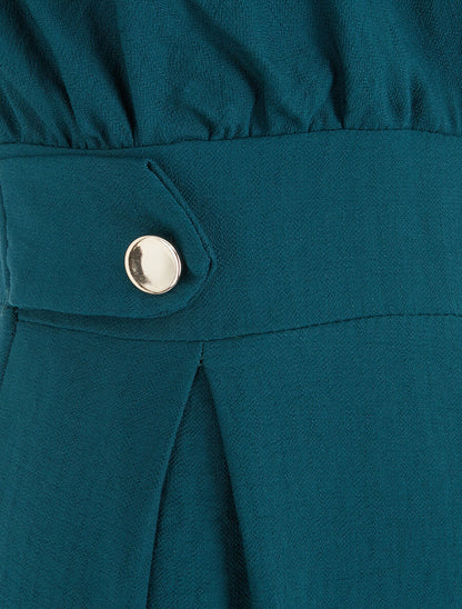 Combinaison uni à bretelles - Bleu canard - 3