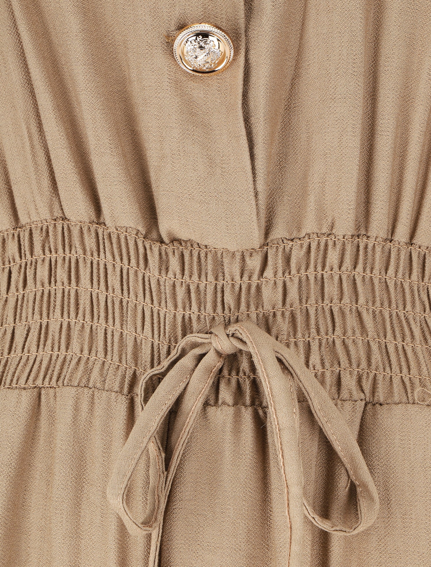 Combinaison uni élastiquée sans manches - Taupe - 3