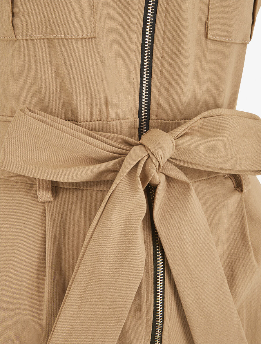 Combishort uni ceinturé et zippé - Camel - 3