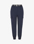 Pantalon cargo élastiqué uni - Marine - 1