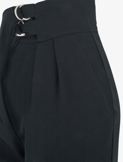 Pantalon droit uni à double passants - Noir - 3