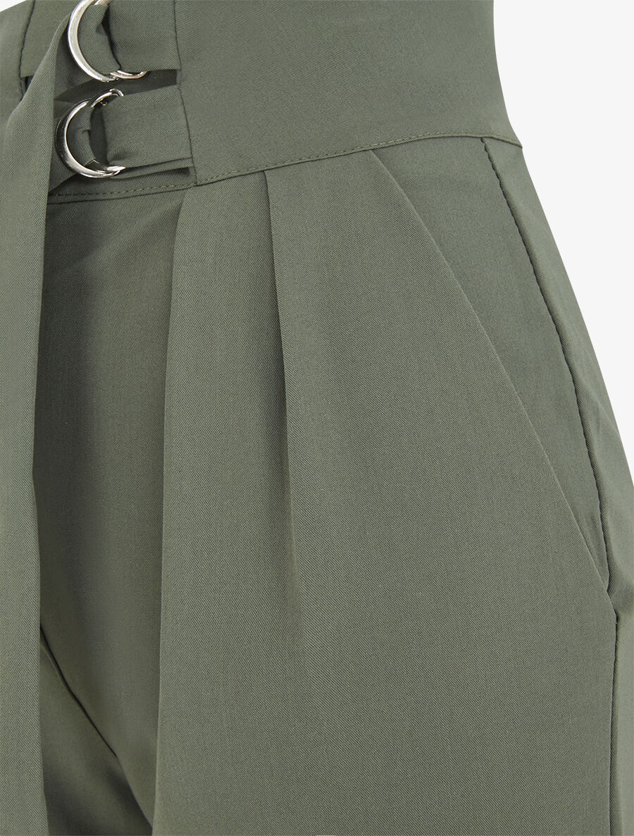 Pantalon droit uni à double passants - Kaki - 3