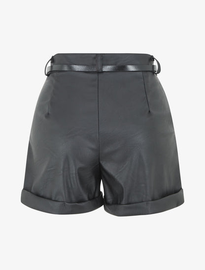 Short en simili à revers - Noir - 2