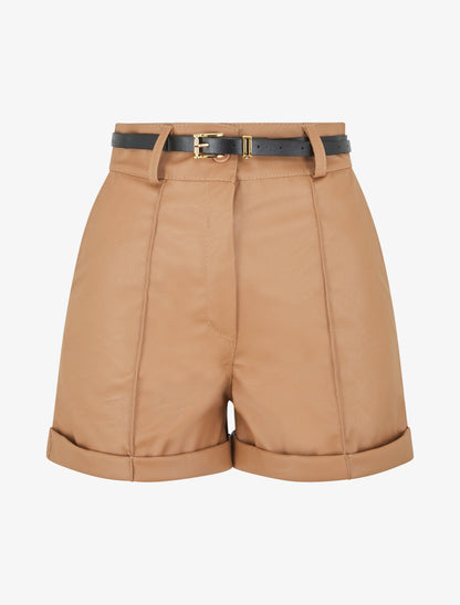 Short en simili à revers - Camel - 5