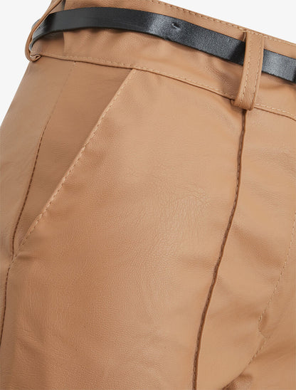 Short en simili à revers - Camel - 3