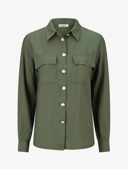 Chemise unie fluide - Kaki - 1
