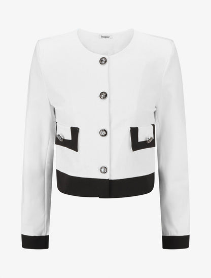 Veste légère à bordures contrastées - Blanc - 4