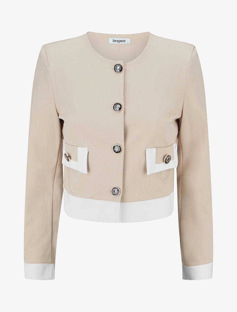 Veste légère à bordures contrastées - Beige - 1