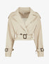 Veste courte en simili ceinturée - Beige - 1