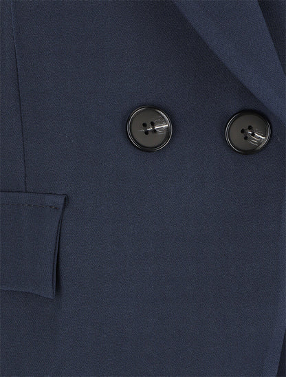 Blazer uni à poches décoratives - Marine - 3