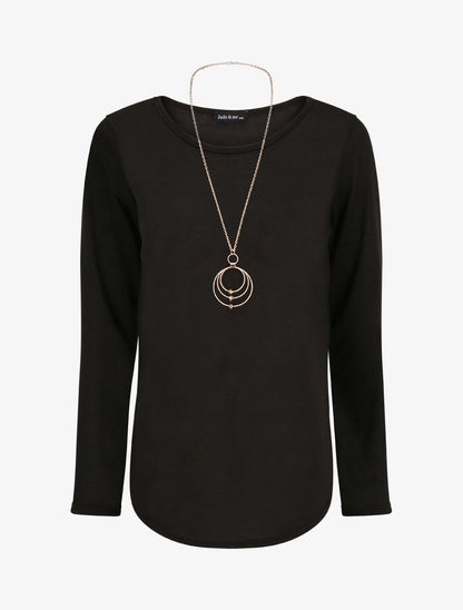Top à bords arrondis en maille fine - Noir - 4