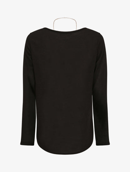 Top à bords arrondis en maille fine - Noir - 2