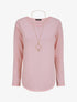 Top à bords arrondis en maille fine - Rose - 1