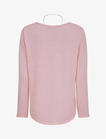 Top à bords arrondis en maille fine - Rose - 2