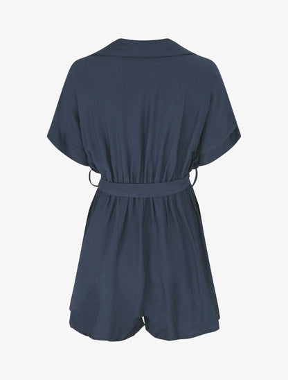 Combishort uni ceinturé - Marine - 2