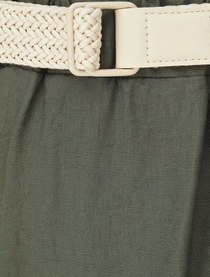 Jupe midi évasée taille haute élastiquée - Vert - 3