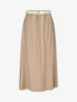 Jupe midi évasée taille haute élastiquée - Beige - 4