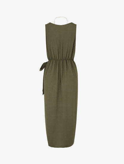 Robe longue style portefeuille - Kaki - 2