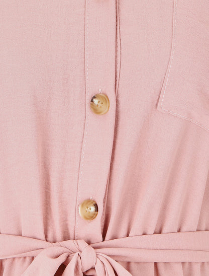 Robe mi-longue élastiquée - Vieux rose - 3