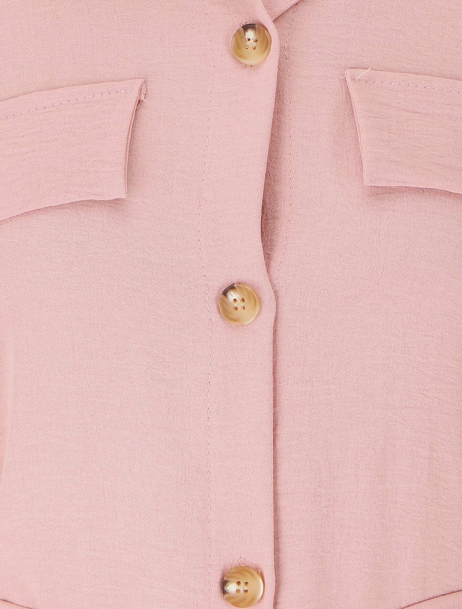 Robe chemise à manches retroussables - Rose - 3