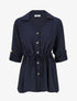 Blouse unie à manches retroussables - Marine - 1