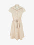 Robe mi-longue unie à empiècement dentelle - Beige - 1