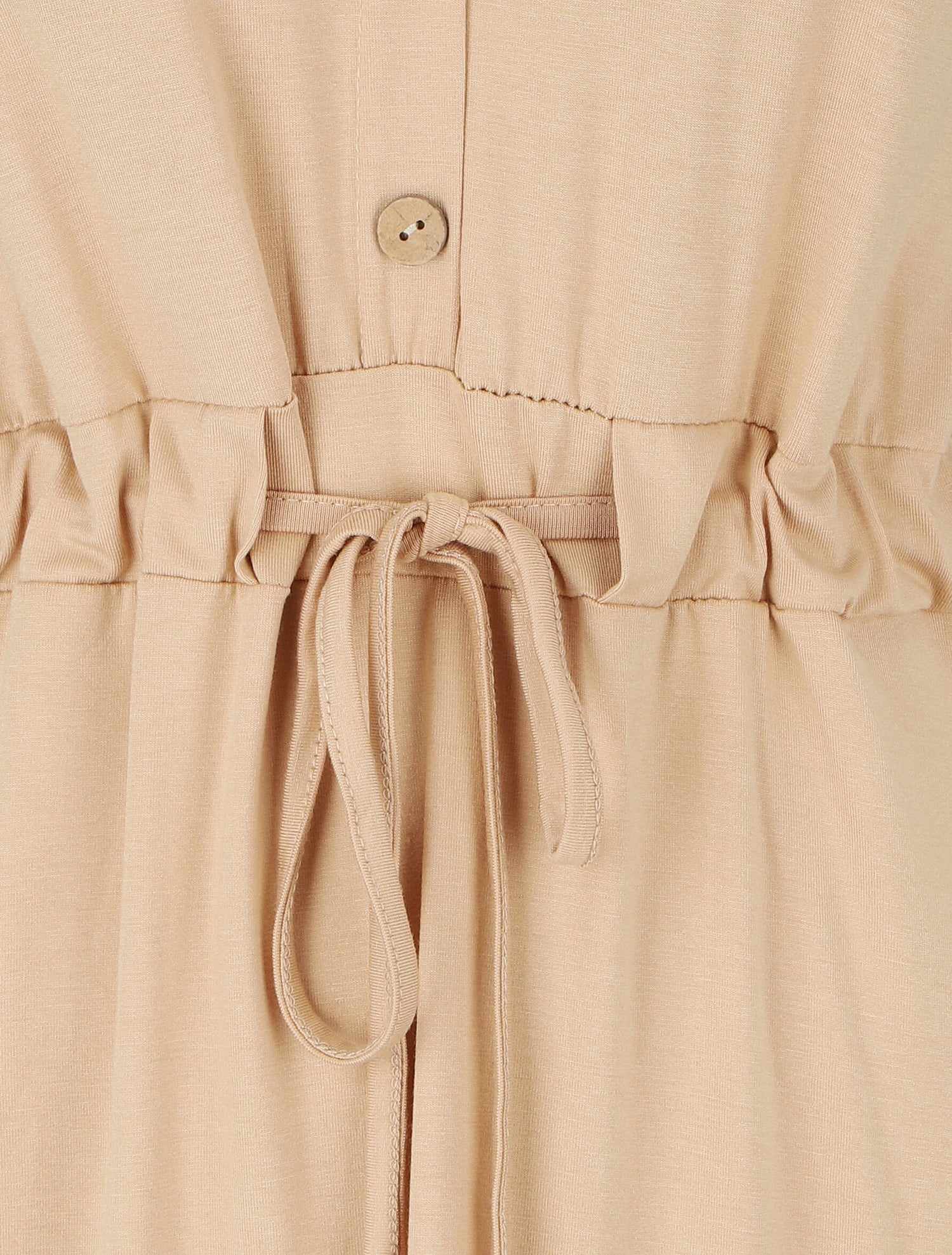 Robe mi-longue sans manches élastiquée - Beige - 3