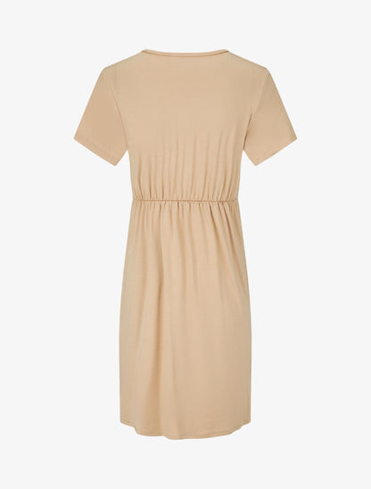 Robe mi-longue à noeud - Beige - 2