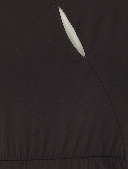 Robe mi-longue à buste ajouré - Noir - 3