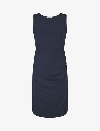 Robe mi-longue à buste ajouré - Marine - 1