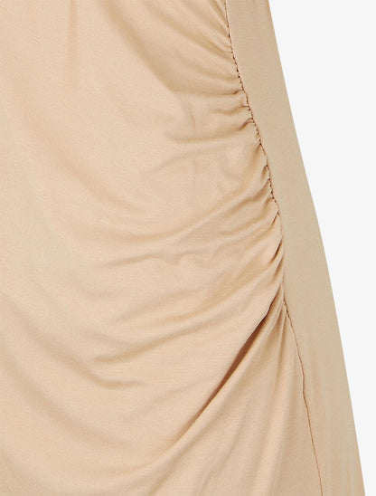 Robe mi-longue à buste ajouré - Beige - 3