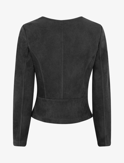 Veste en suédine à zips décoratifs - Noir - 2