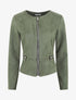 Veste en suédine à zips décoratifs - Kaki - 1