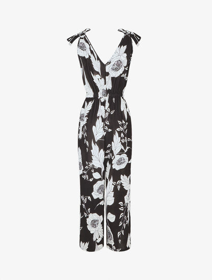 Combinaison ample imprimé grandes fleurs - Noir - 2