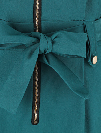 Robe mi-longue sans manches ajustée à zip - Bleu canard - 3