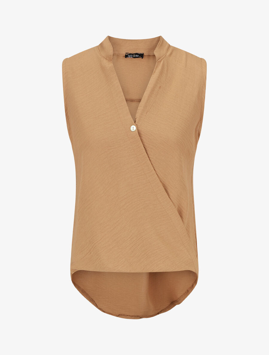 Top sans manches droit cache-coeur - Camel - 4