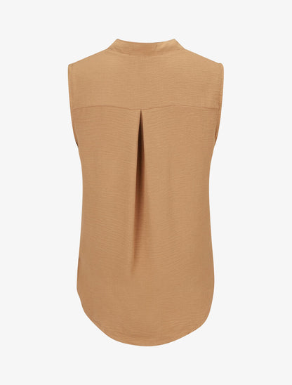 Top sans manches droit cache-coeur - Camel - 2