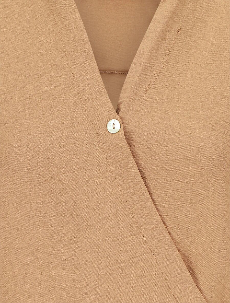 Top sans manches droit cache-coeur - Camel - 3