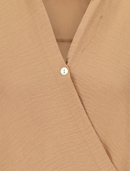 Top sans manches droit cache-coeur - Camel - 3