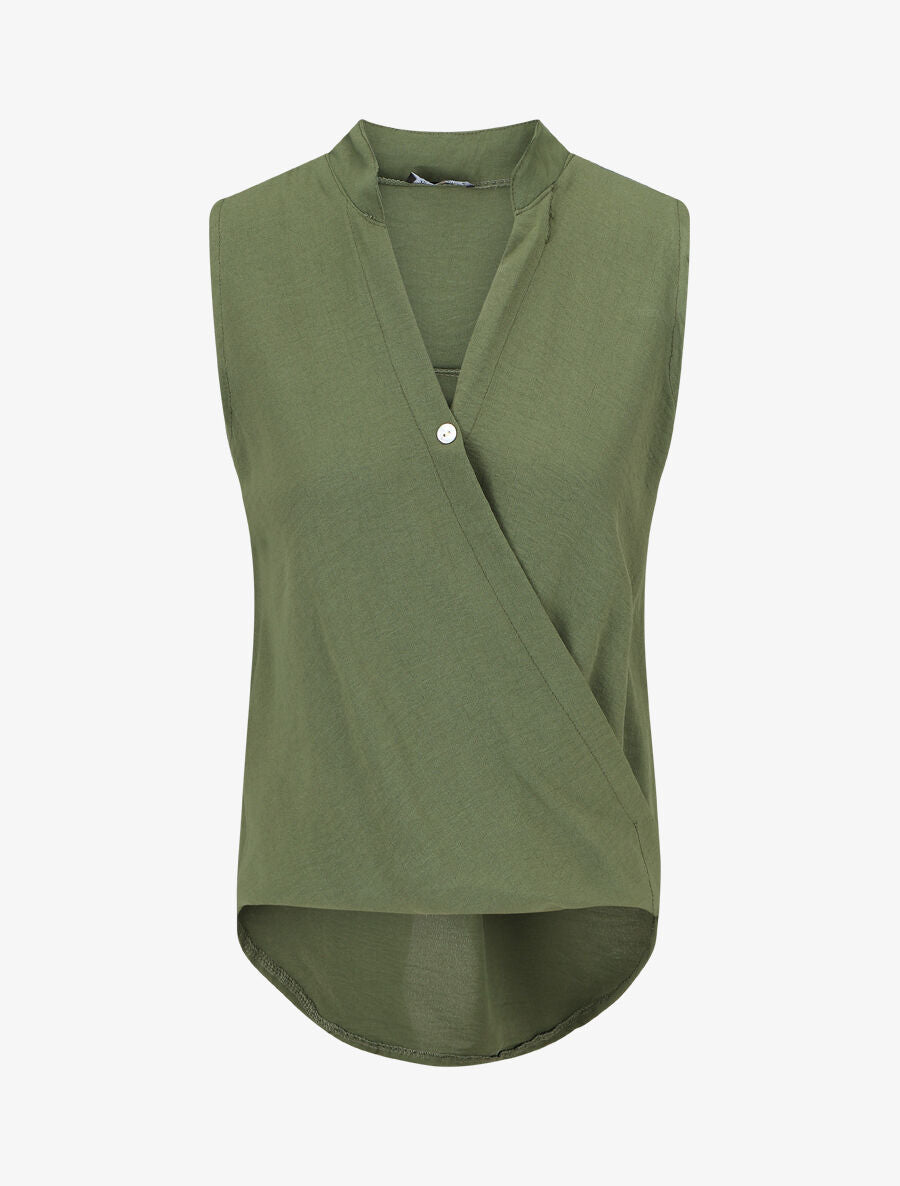 Top sans manches droit cache-coeur - Kaki - 1