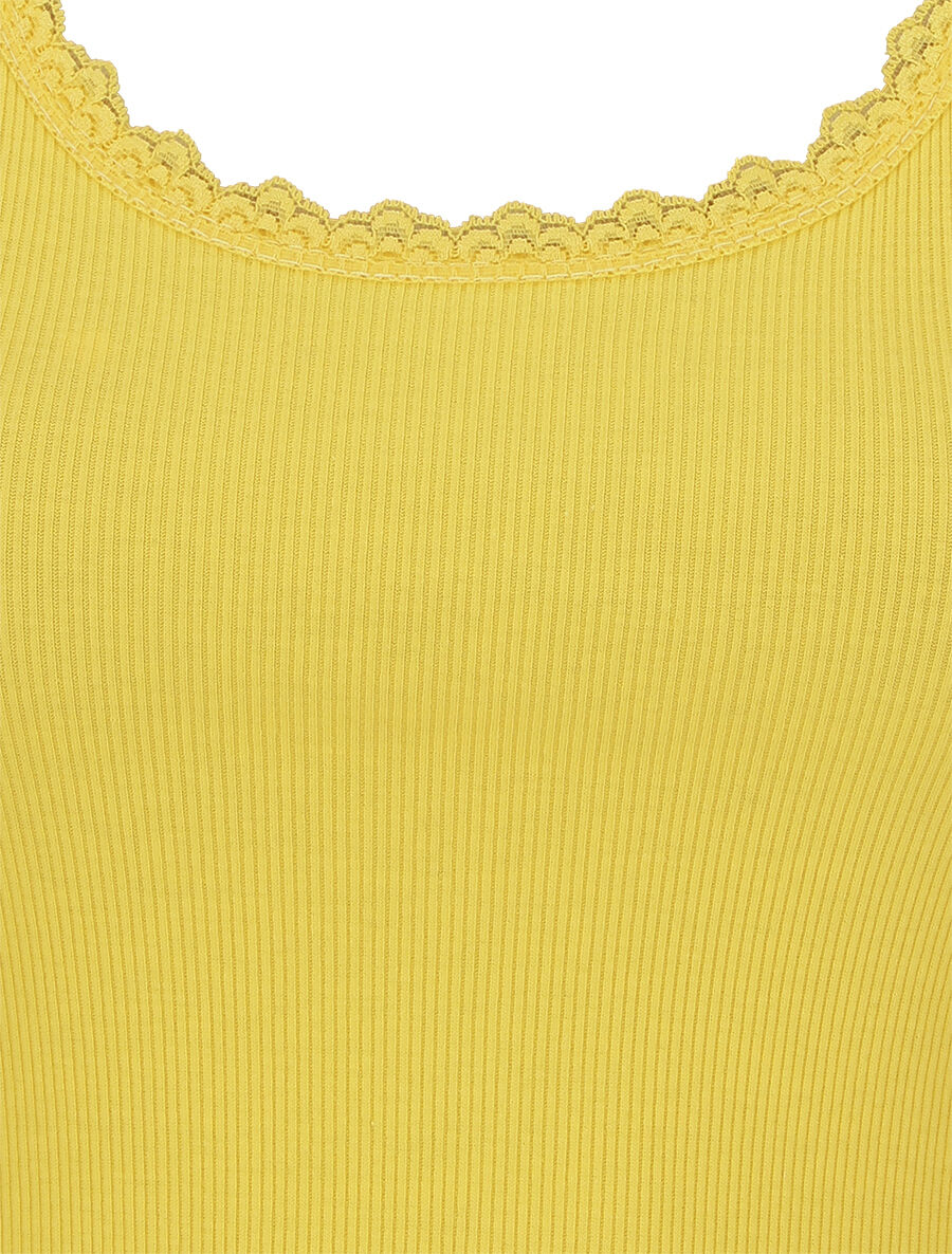 Débardeur côtelé à dentelle - Jaune - 3