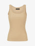 Débardeur côtelé à dentelle - Beige - 1