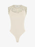 Body côtelé sans manches à dentelle - Beige - 4