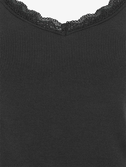 Body côtelé à fines bretelles - Noir - 3