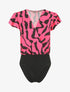 Body manches courtes imprimé graphique - Fuchsia - 1