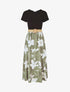 Robe longue bicolore imprimé fleuri - Kaki - 1