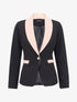 Blazer slim à col et poches contrastants - Noir - 1